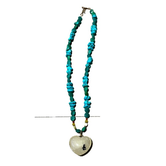 Heart Pendant Necklace with Blue and Yellow Accents - Picture 4 of 7